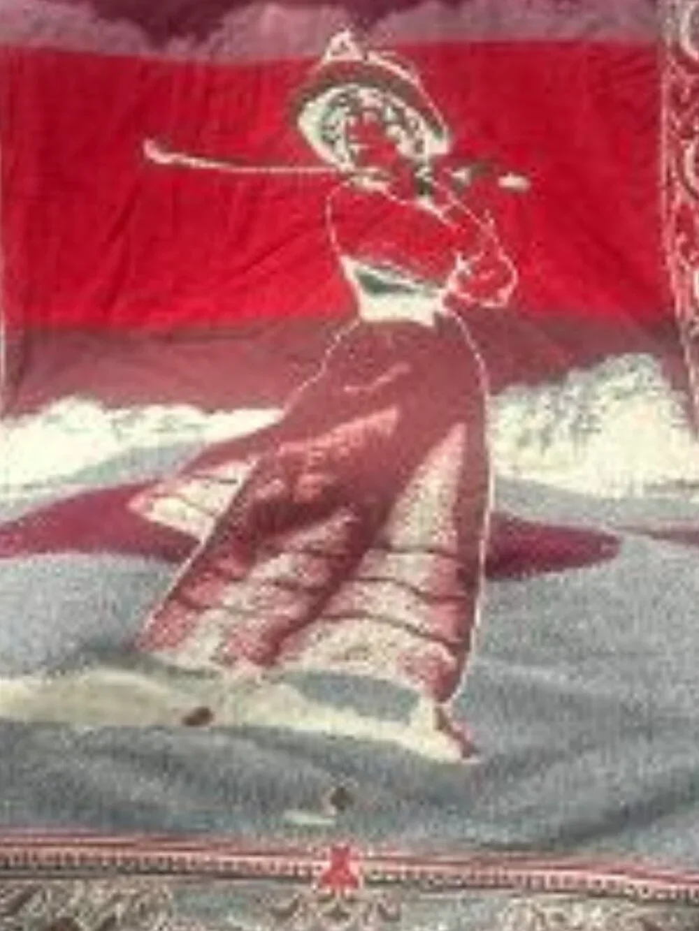 Victorian Woman Golfer Golfing Themed 100% Cotton Woven Tapestry Throw Fringe